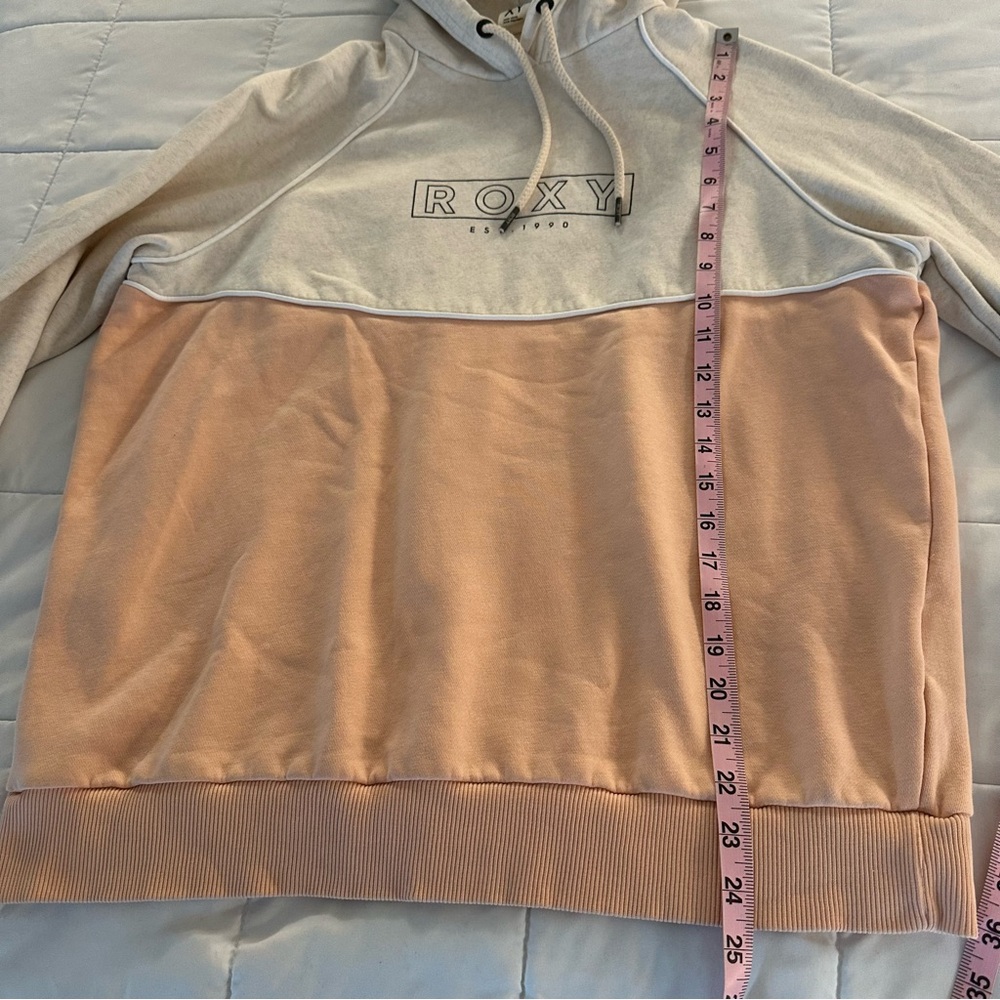 Roxy Tri-Tone Hoodie in Cream, Pink, and Green Colorblock - Picture 7 of 8